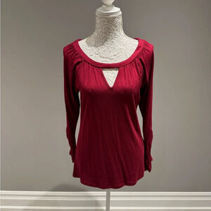 Women's Burgundy Long Sleeve Top
